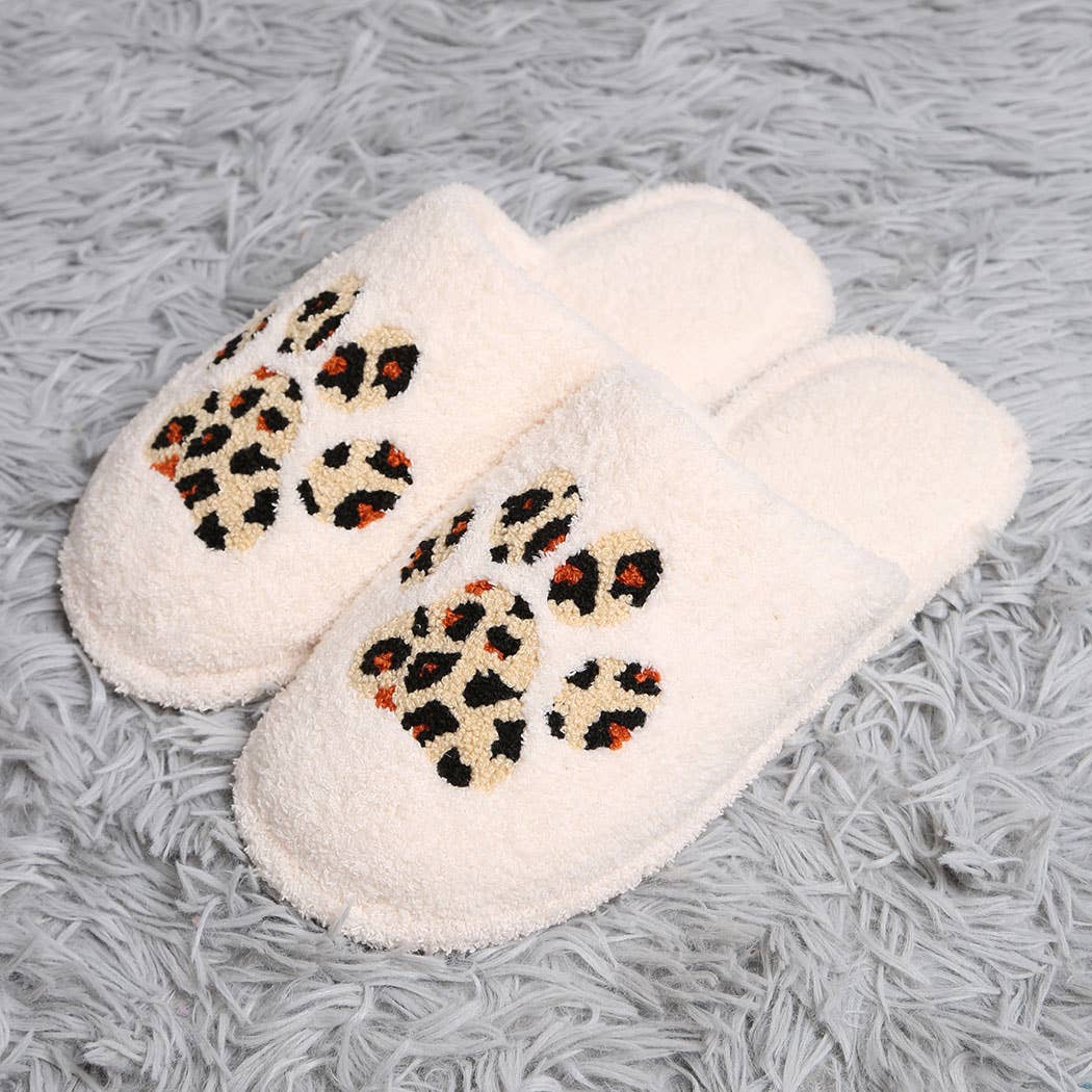 Leopard Print Paw Design Home Slippers