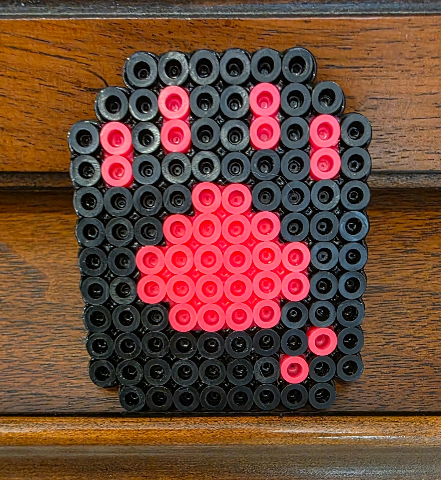 Handmade Perler Bead Cat Paw Charm - Black Pink