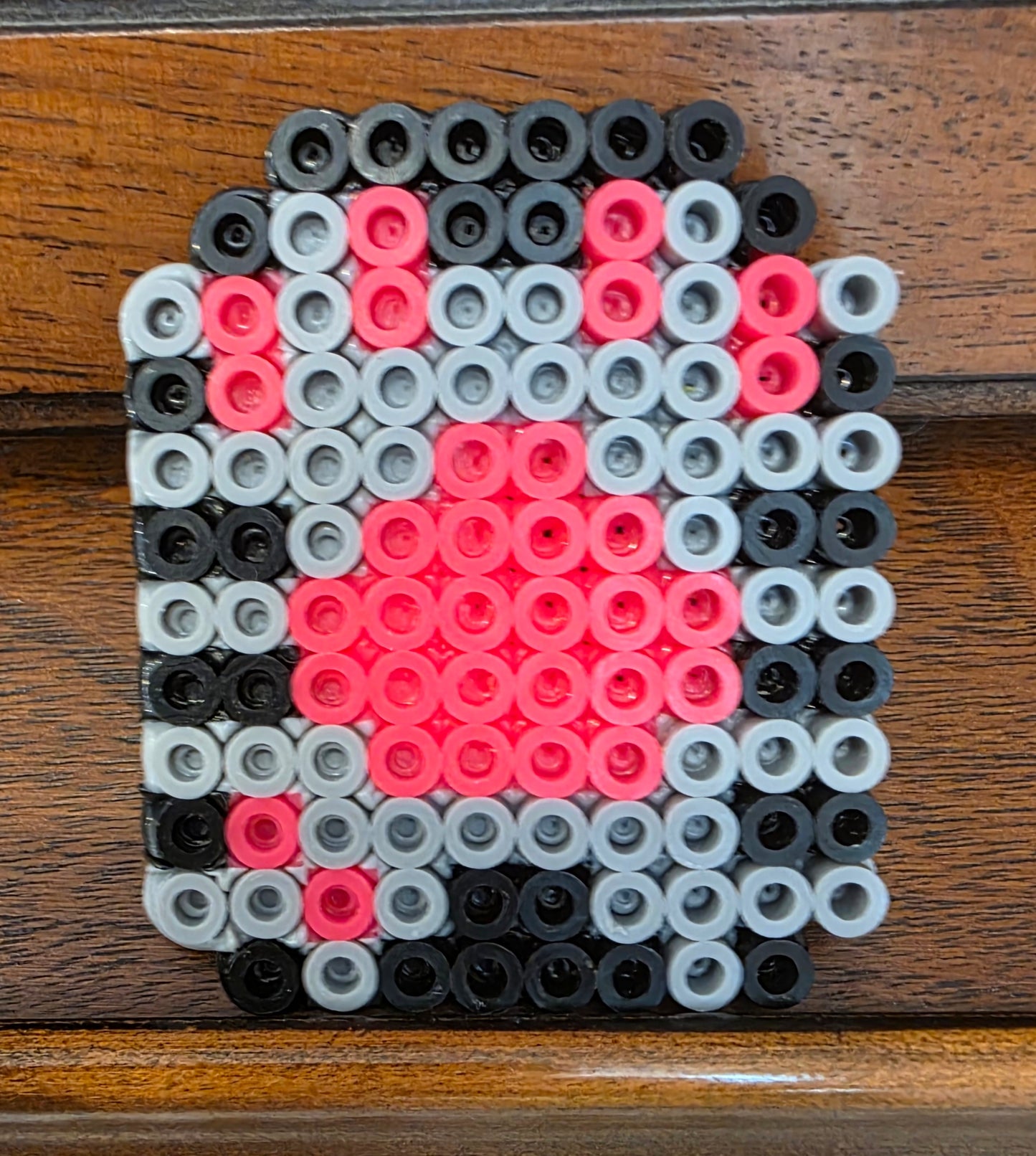 Handmade Perler Bead Cat Paw Charm - Pink Grey