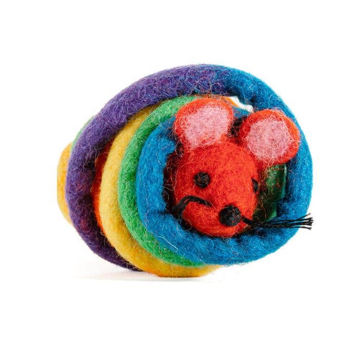 Wool Mouse Cat Toy 6-Foot-Tail - all-red, rainbow, unicorn