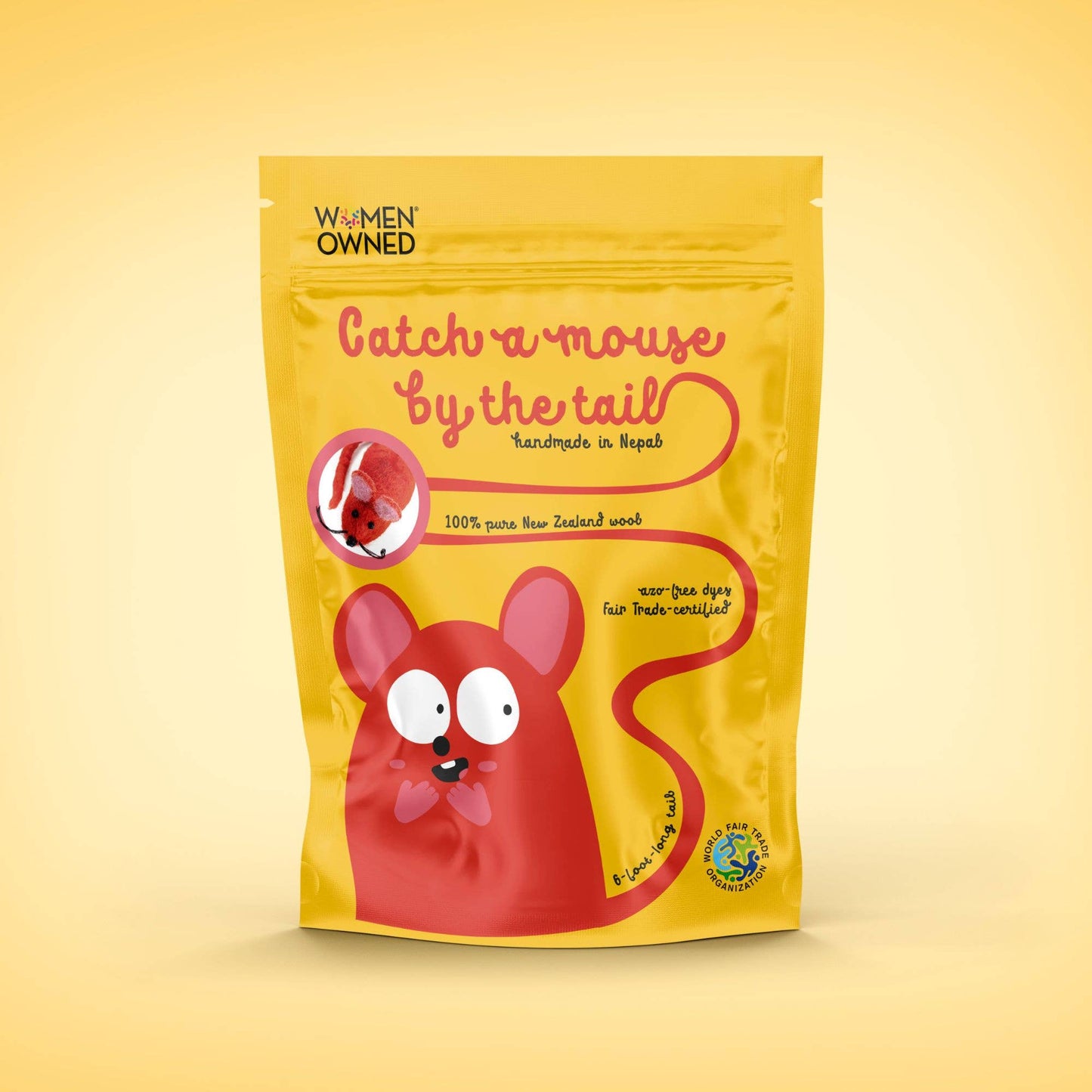 Wool Mouse Cat Toy 6-Foot-Tail - all-red, rainbow, unicorn