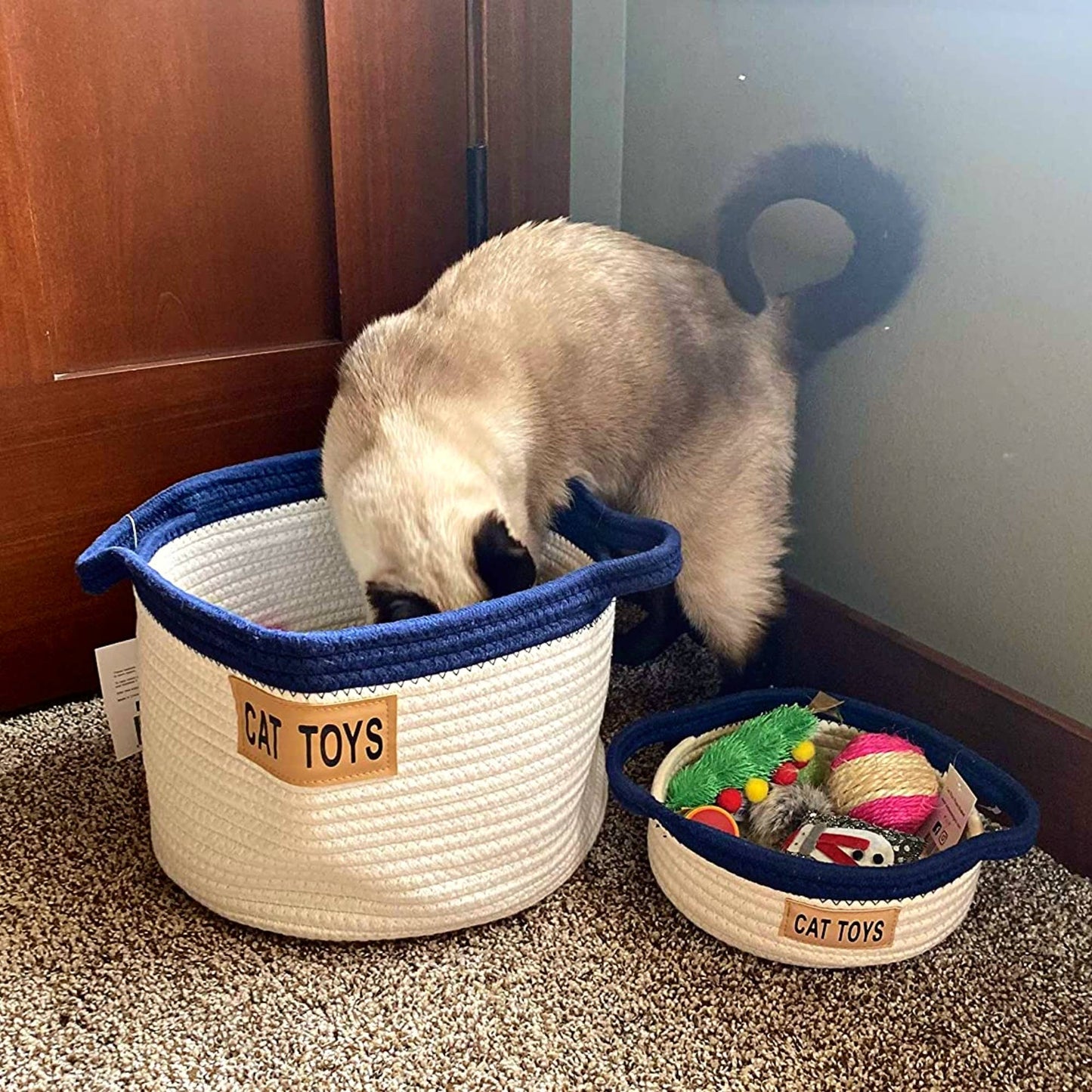 Midlee Cat Toy Rope Cotton Basket (Small)