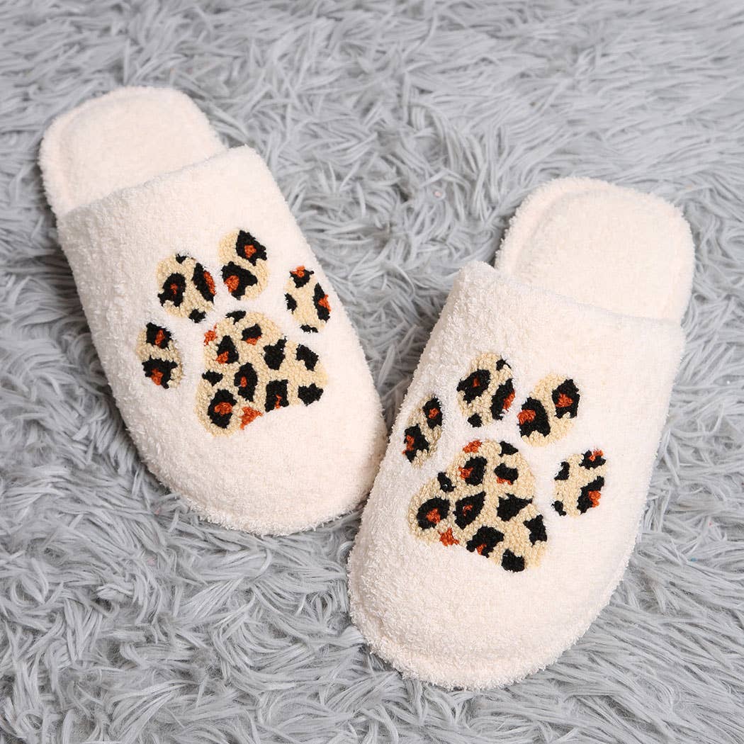 Leopard Print Paw Design Home Slippers