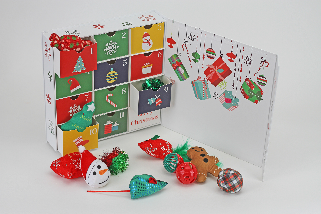 Midlee 12-Day FILLED Christmas Advent Calendar for Cats