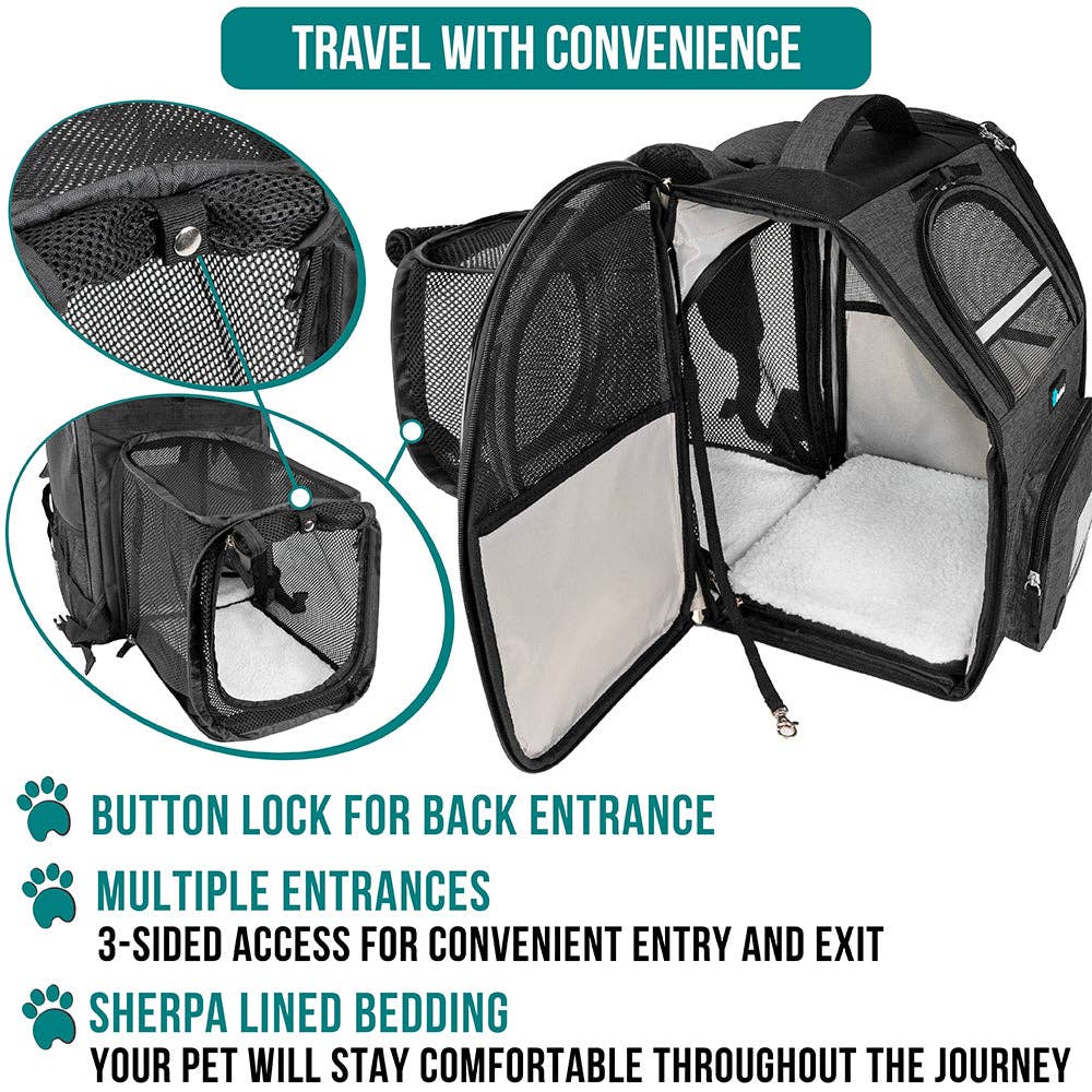 Expandable 3-Way Entry Pet Carrier Backpack