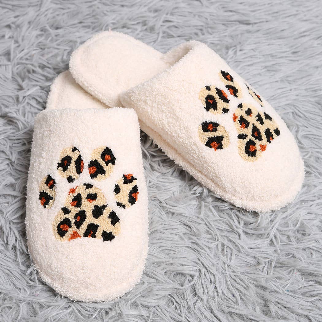 Leopard Print Paw Design Home Slippers