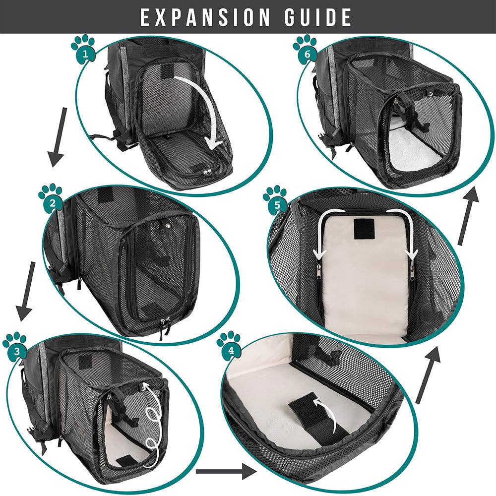 Expandable 3-Way Entry Pet Carrier Backpack