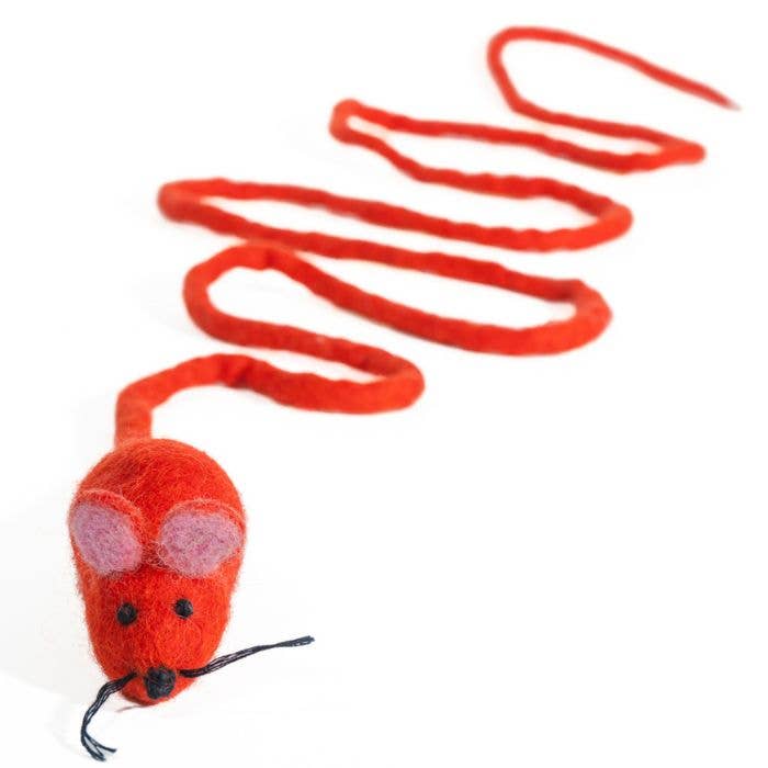 Wool Mouse Cat Toy 6-Foot-Tail - all-red, rainbow, unicorn
