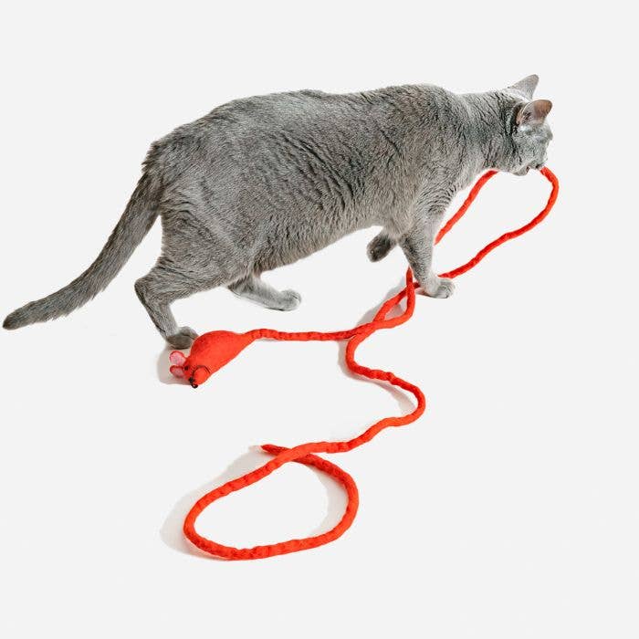 Wool Mouse Cat Toy 6-Foot-Tail - all-red, rainbow, unicorn