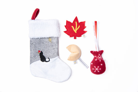 Christmas Stocking for Cats with Three Holiday Cat Toys