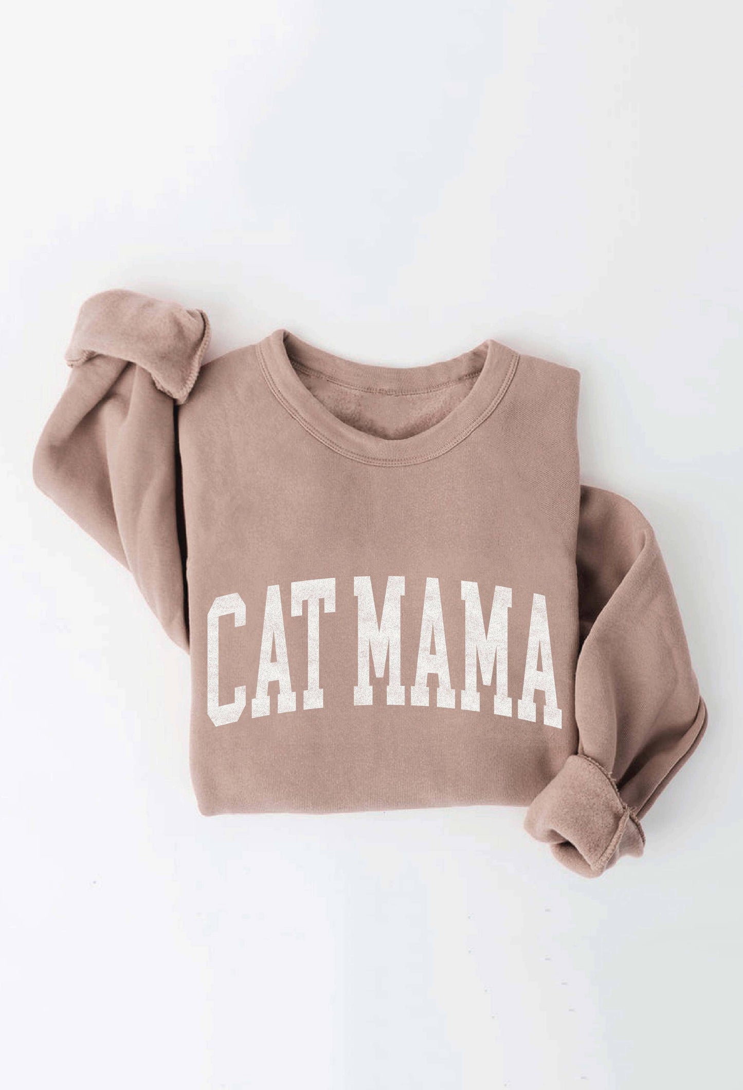 CAT MAMA Graphic Sweatshirt: TAN / L