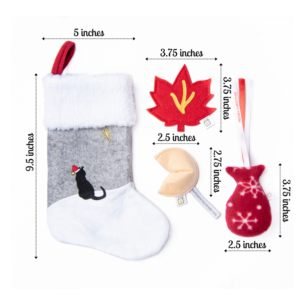 Christmas Stocking for Cats with Three Holiday Cat Toys