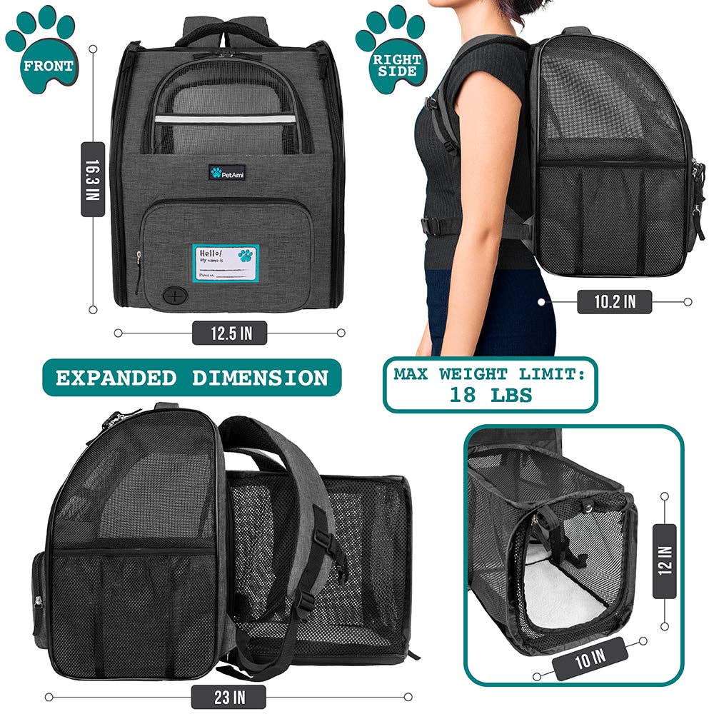 Expandable 3-Way Entry Pet Carrier Backpack
