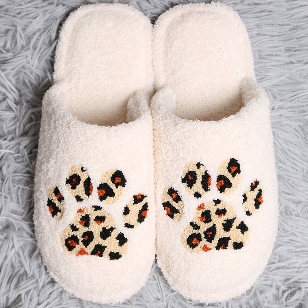 Leopard Print Paw Design Home Slippers