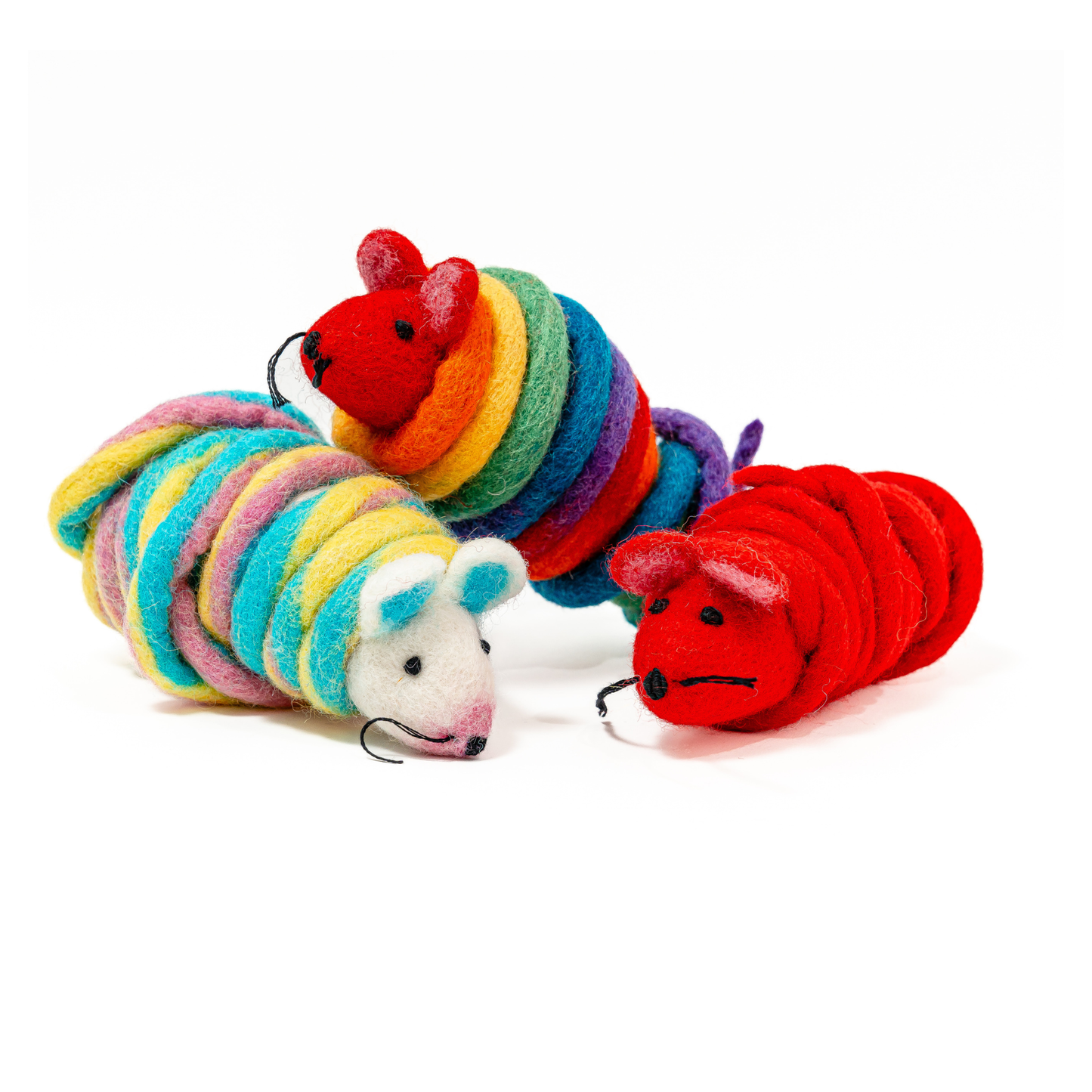Wool Mouse Cat Toy 6-Foot-Tail - all-red, rainbow, unicorn